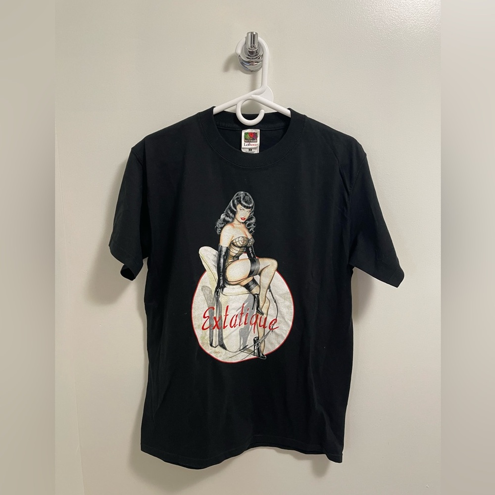 Y2K Vintage RARE Bettie Page “Extatique” T Shirt Olivia De Berardinis PinUp Art